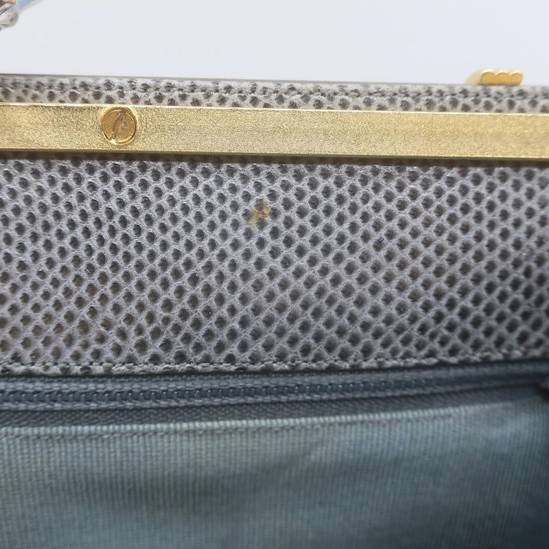 Vintage Judith Leiber Large Clutch Gray Pleated Karung Snakeskin Crossbody Bag