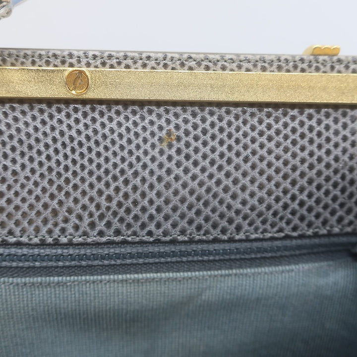 Vintage Judith Leiber Large Clutch Gray Pleated Karung Snakeskin Crossbody Bag