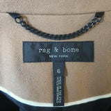 Rag & Bone double-breasted blazer, camel wool-blend, authentic pre-owned luxury tailored women's size 6.