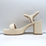 Stuart Weitzman Dancer Platform Sandals Cream Raffia Size 9 Ankle Strap Heels