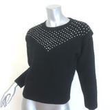 Retrofete Astra Crystal-Embellished Brushed Knit Sweater Black Size Medium