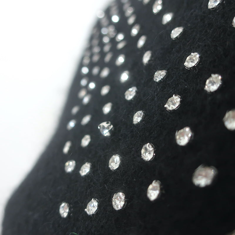 Retrofete Astra Crystal-Embellished Brushed Knit Sweater Black Size Medium