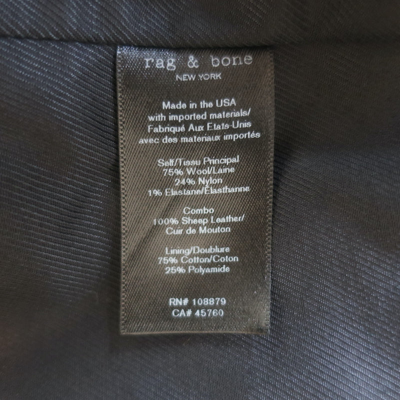 Authentic Rag &amp; Bone Duke double-breasted blazer in camel wool-blend, size 6 — pre-owned, gently worn luxury tailoring.