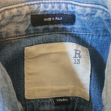 R13 Brindley Cropped Denim Shirt Blue Size Extra Small Long Sleeve Top