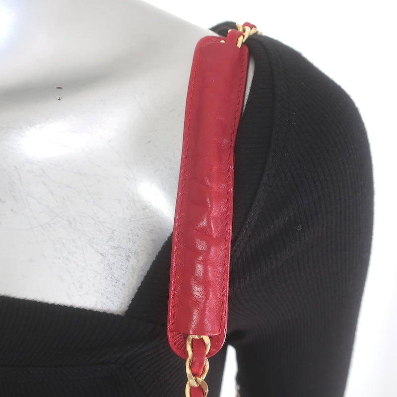 Vintage Chanel 1985 Single Flap Chain Strap Shoulder Bag Red Quilted Leather