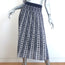 Tory Burch Pleated Knit Jacquard Midi Skirt Navy Link Print Size Extra Small