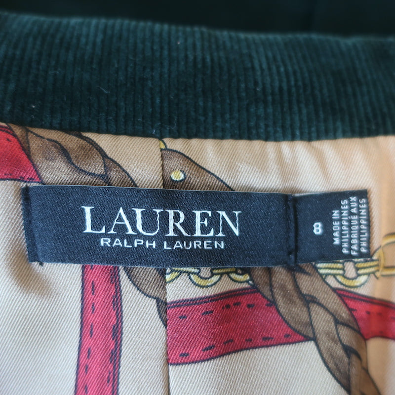 Lauren Ralph Lauren Corduroy Blazer Dark Green Size 8 Two-Button Jacket