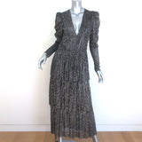 Sabina Musayev Carry Tiered Metallic-Striped Maxi Dress Black Size Large