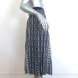 Tory Burch Pleated Knit Jacquard Midi Skirt Navy Link Print Size Extra Small