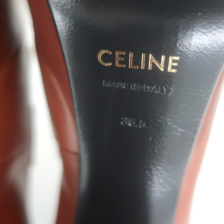 Ce­line Melody Platform Kiltie Loafer Pumps Brown Leather Size 36.5