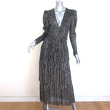 Sabina Musayev Carry Tiered Metallic-Striped Maxi Dress Black Size Large