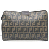 Vintage Fendi Zucca Coated Canvas Large Clutch Brown