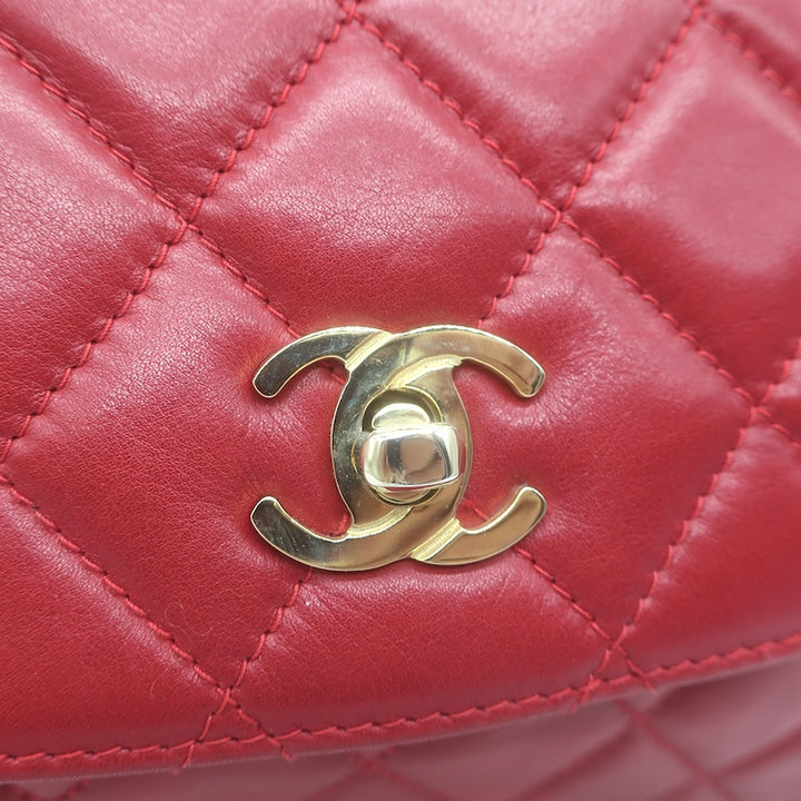 Vintage Chanel 1985 Single Flap Chain Strap Shoulder Bag Red Quilted Leather