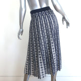Tory Burch Pleated Knit Jacquard Midi Skirt Navy Link Print Size Extra Small