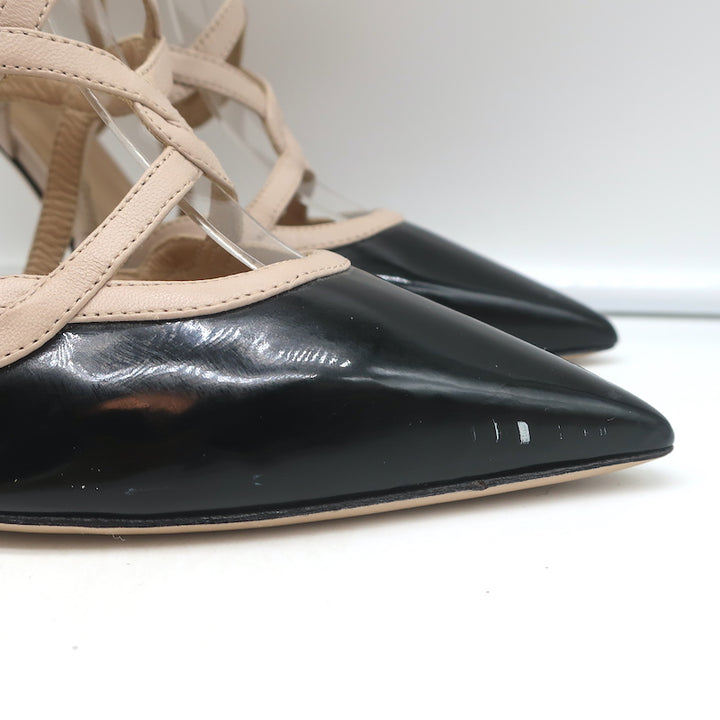 Valentino Cage Ankle Boots Black Patent &amp; Powder Leather Size 39.5