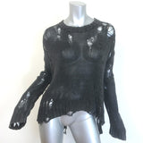 R13 Shredded Side Slit Sweater Charcoal Cotton-Blend Size Extra Small