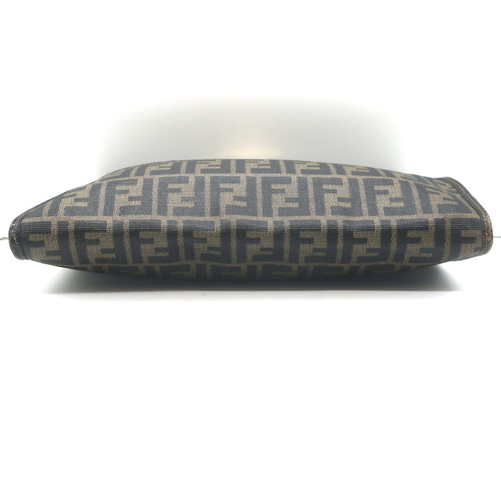Vintage Fendi Zucca Coated Canvas Large Clutch Brown
