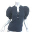 Veronica Beard Coralee Puff Sleeve Top Navy Stretch Cotton Size Extra Small