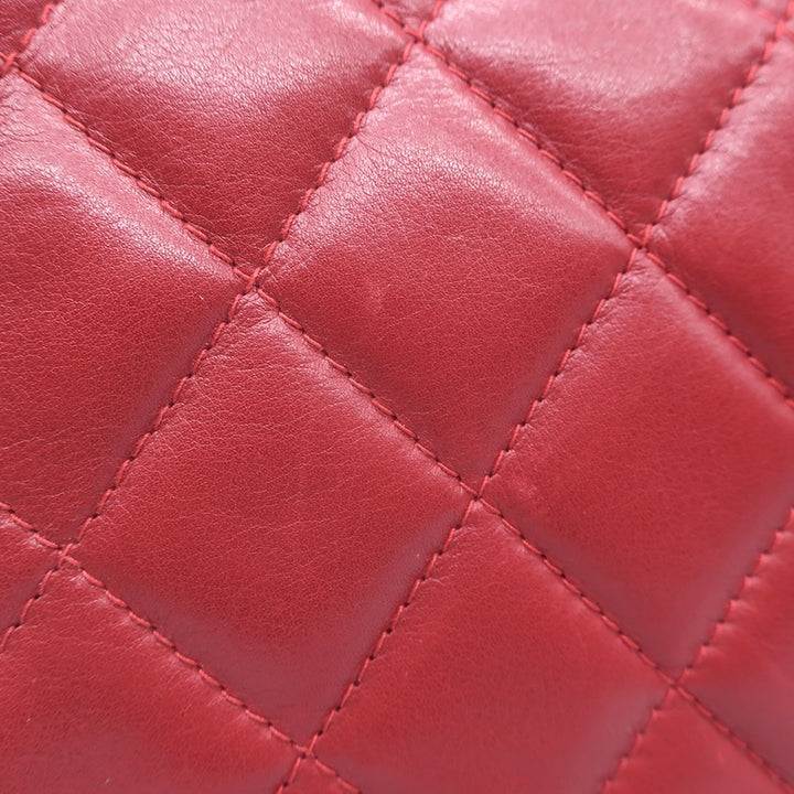 Vintage Chanel 1985 Single Flap Chain Strap Shoulder Bag Red Quilted Leather