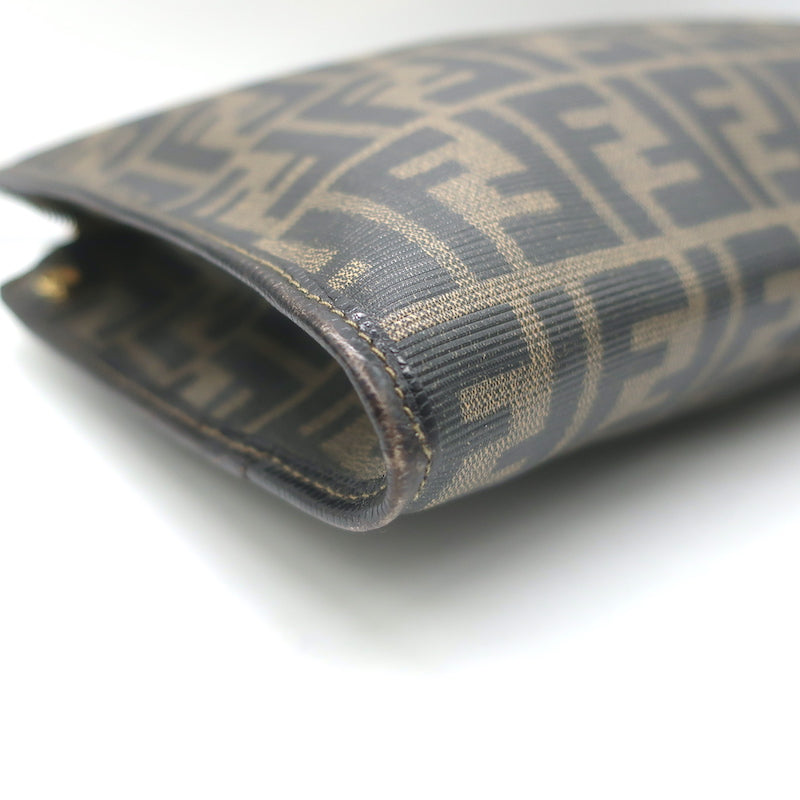 Vintage Fendi Zucca Coated Canvas Large Clutch Brown
