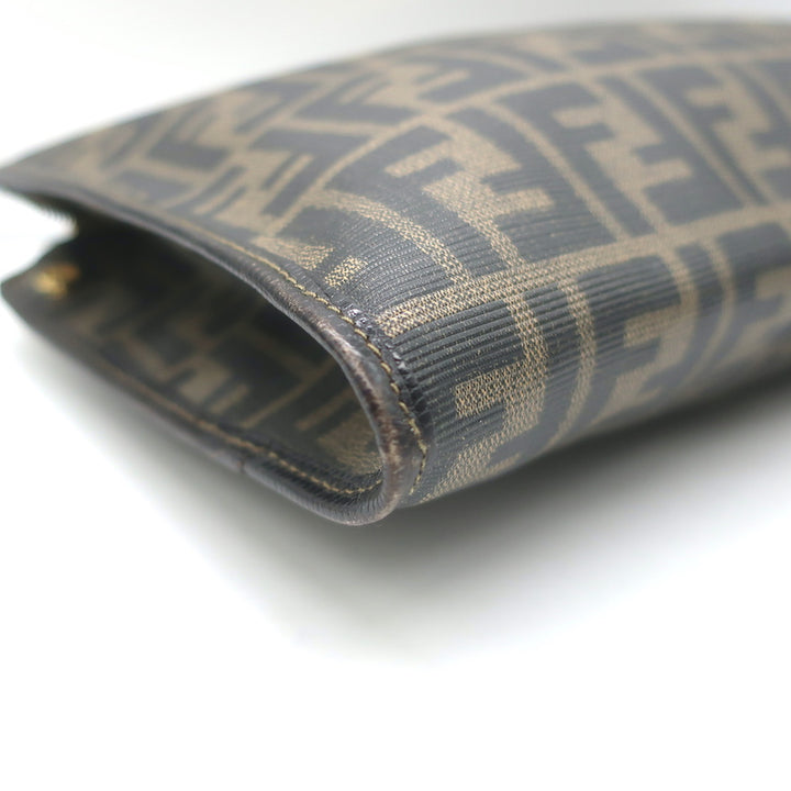 Vintage Fendi Zucca Coated Canvas Large Clutch Brown