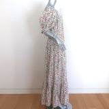 Doen Aurelia Puff Sleeve Maxi Dress Sunrise Floral Print Cotton Size Small