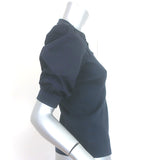 Veronica Beard Coralee Puff Sleeve Top Navy Stretch Cotton Size Extra Small