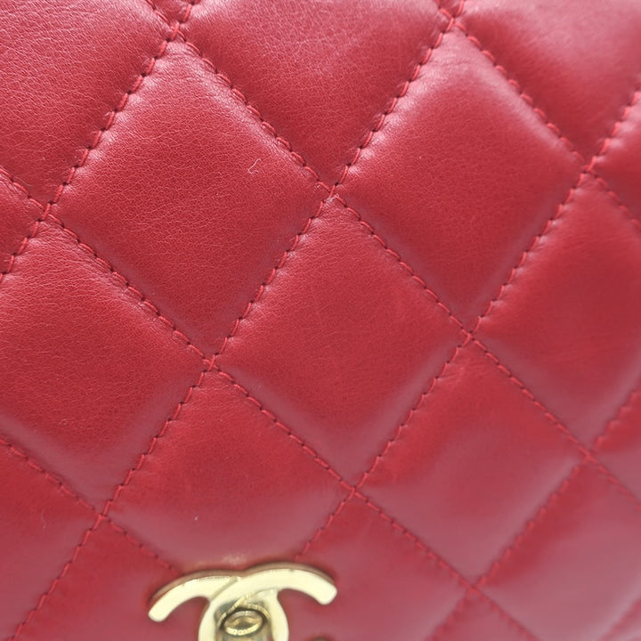 Vintage Chanel 1985 Single Flap Chain Strap Shoulder Bag Red Quilted Leather