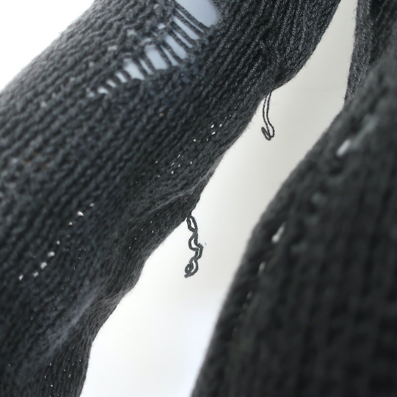 R13 Shredded Side Slit Sweater Charcoal Cotton-Blend Size Extra Small