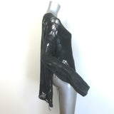 R13 Shredded Side Slit Sweater Charcoal Cotton-Blend Size Extra Small