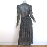 Sabina Musayev Carry Tiered Metallic-Striped Maxi Dress Black Size Large