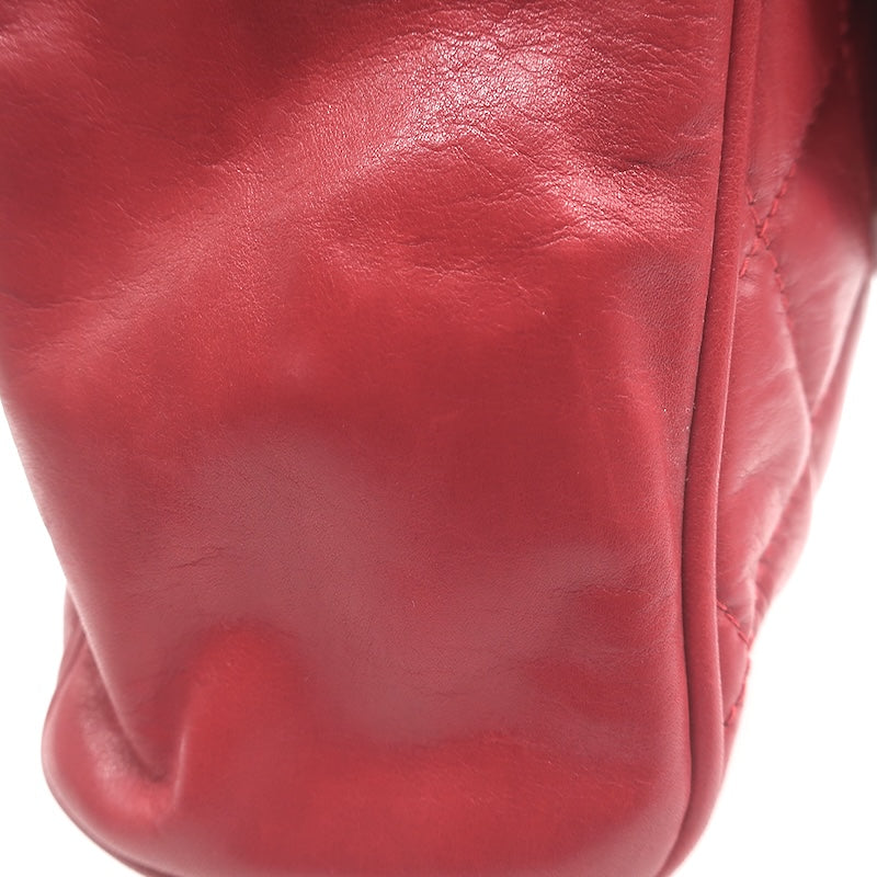 Vintage Chanel 1985 Single Flap Chain Strap Shoulder Bag Red Quilted Leather