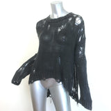 R13 Shredded Side Slit Sweater Charcoal Cotton-Blend Size Extra Small