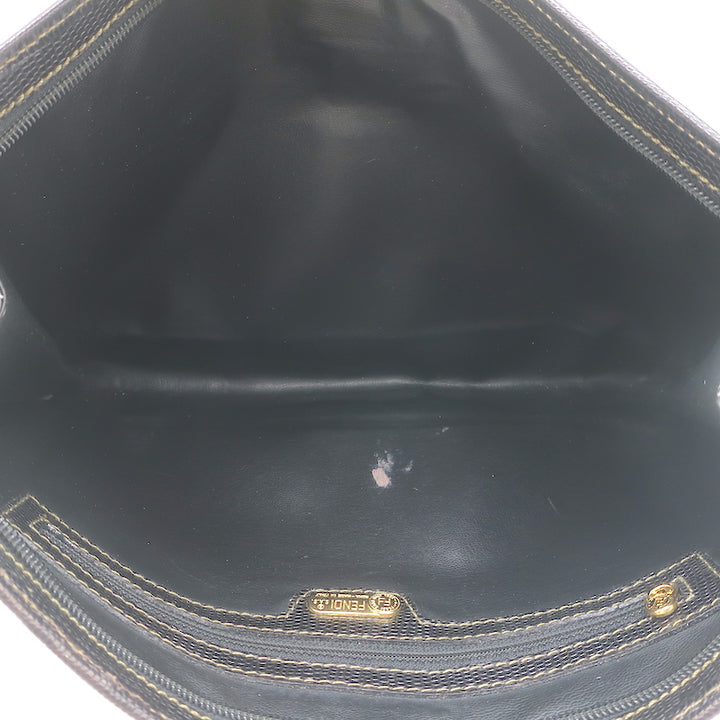 Vintage Fendi Zucca Coated Canvas Large Clutch Brown