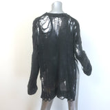 R13 Shredded Side Slit Sweater Charcoal Cotton-Blend Size Extra Small