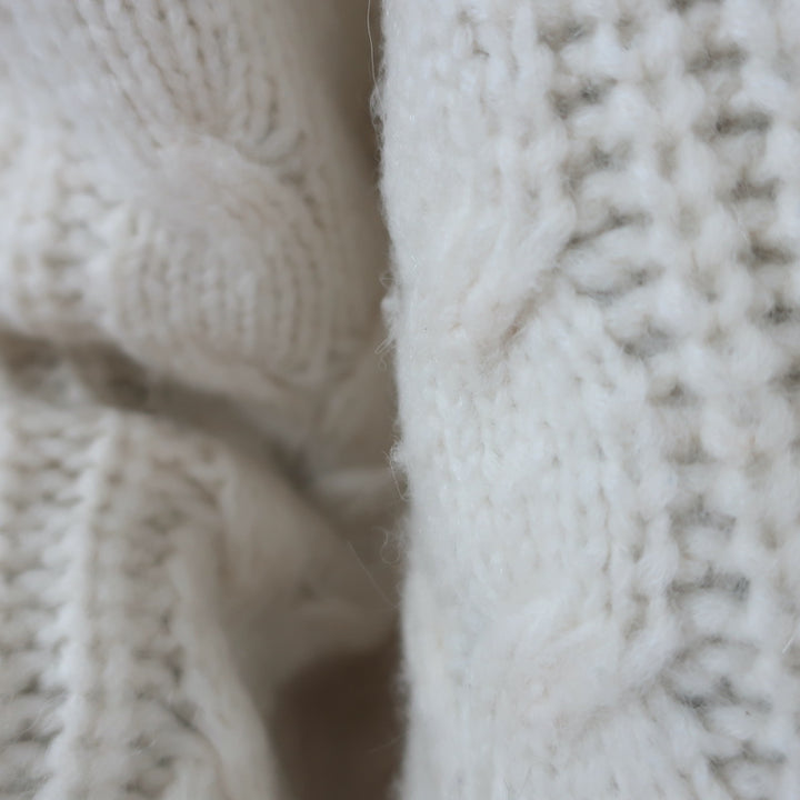 Jenni Kayne cable cocoon cardigan in cream, baby alpaca/merino blend, pre-owned luxury piece, size XXS