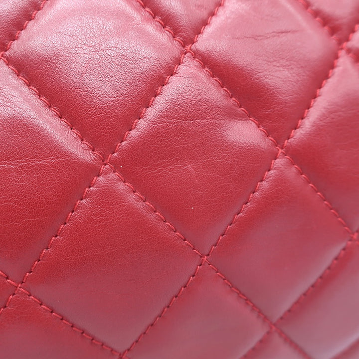 Vintage Chanel 1985 Single Flap Chain Strap Shoulder Bag Red Quilted Leather
