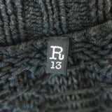 R13 Shredded Side Slit Sweater Charcoal Cotton-Blend Size Extra Small