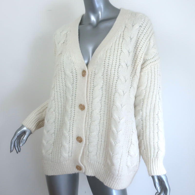 Jenni Kayne luxury cable cocoon cardigan in cream, baby alpaca–merino blend — pre-owned, gently worn