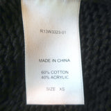 R13 Shredded Side Slit Sweater Charcoal Cotton-Blend Size Extra Small