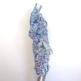 Isabel Marant Bireya Puff Sleeve Ruched Mini Dress Printed Stretch Silk Size 40