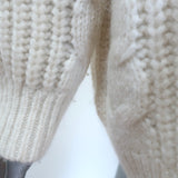 Jenni Kayne cable cocoon cardigan in cream baby alpaca and merino wool, gently pre-owned and authentic