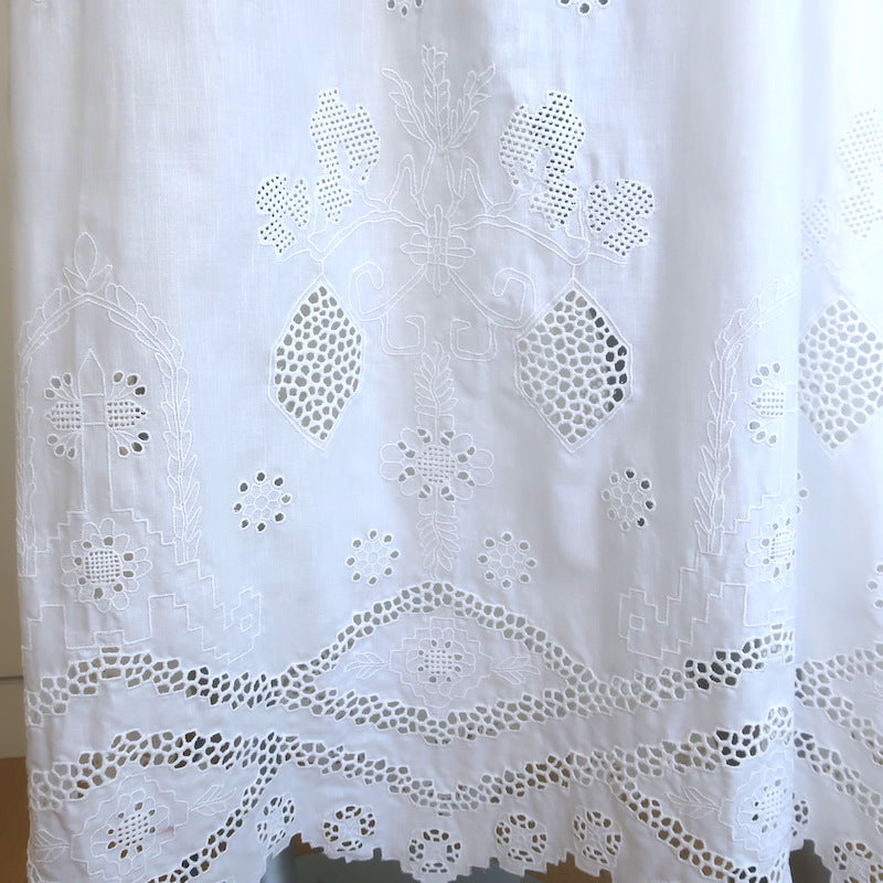 Nili Lotan Nelya Broderie Anglaise Tie-Neck Maxi Dress White Cotton One Size NEW