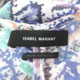 Isabel Marant Bireya Puff Sleeve Ruched Mini Dress Printed Stretch Silk Size 40