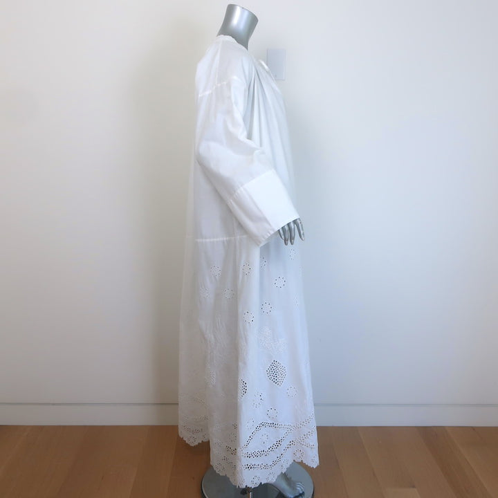 Nili Lotan Nelya Broderie Anglaise Tie-Neck Maxi Dress White Cotton One Size NEW
