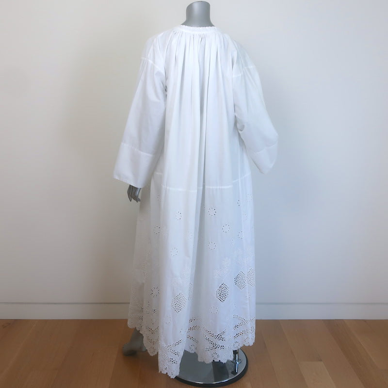 Nili Lotan Nelya Broderie Anglaise Tie-Neck Maxi Dress White Cotton One Size NEW