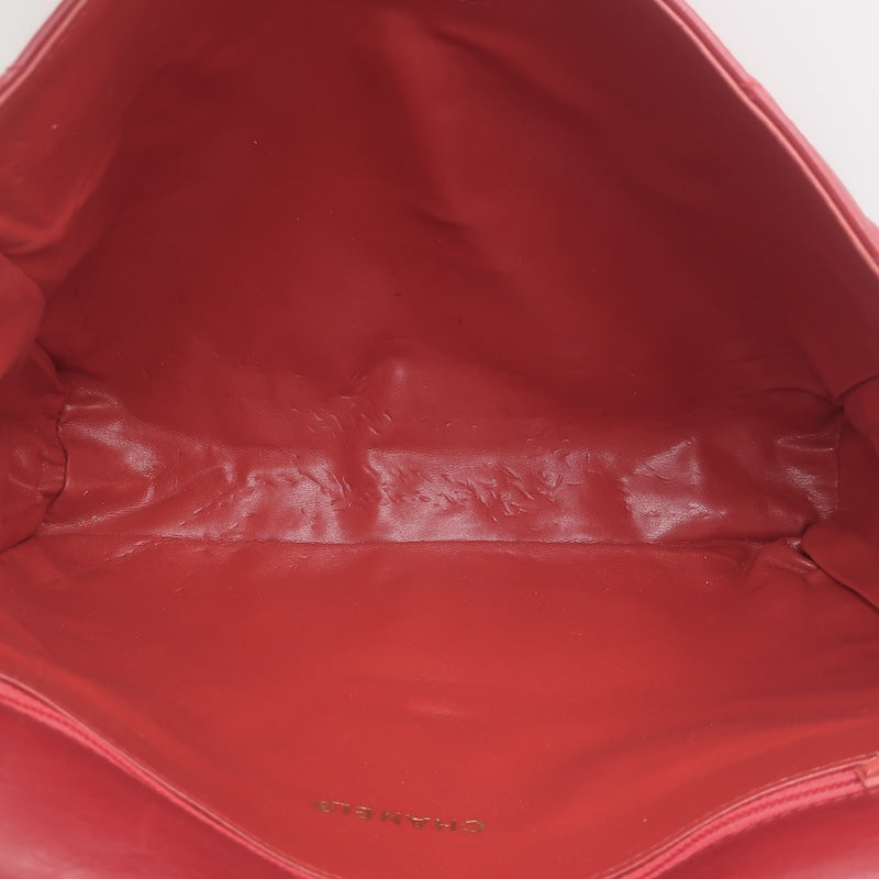 Vintage Chanel 1985 Single Flap Chain Strap Shoulder Bag Red Quilted Leather