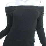 Alaia Off the Shoulder Long Sleeve Dress Black Knit Size Small