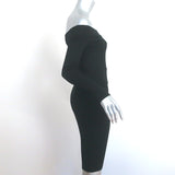 Alaia Off the Shoulder Long Sleeve Dress Black Knit Size Small