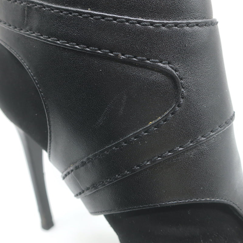 Alexander McQueen Buckled Harness Booties Black Suede &amp; Leather Size 37.5